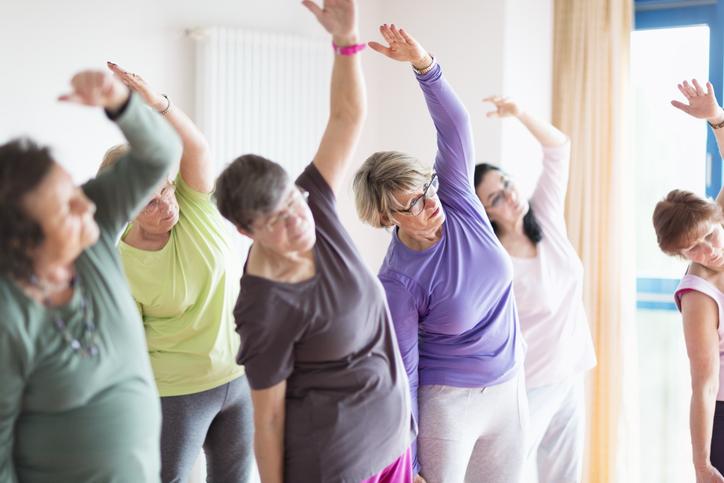 active senior women yoga class